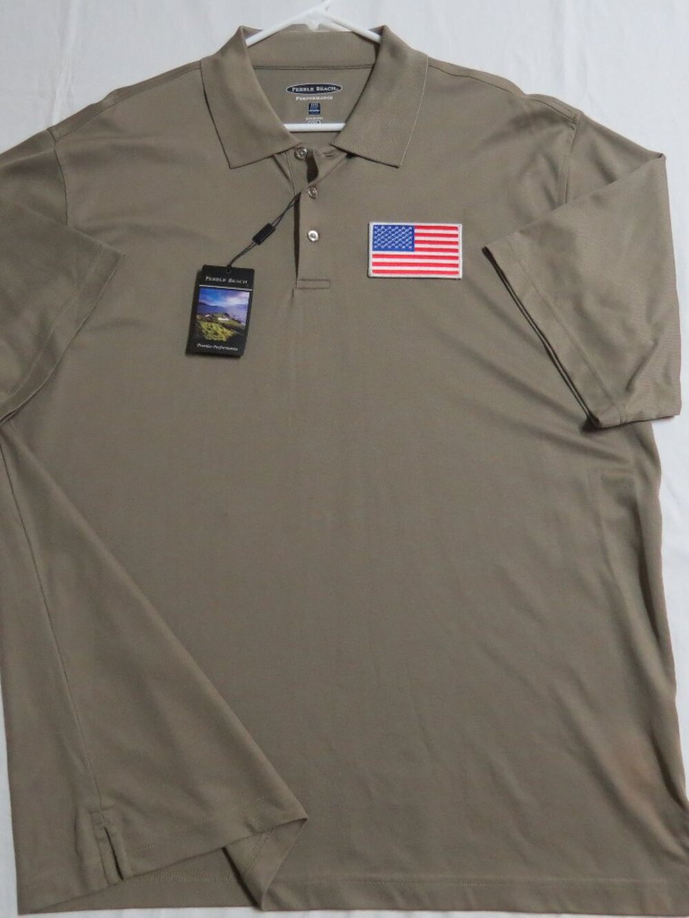 New 2XL USA Brown Pebble Beach Men's db #35W Golf Polo Shirt